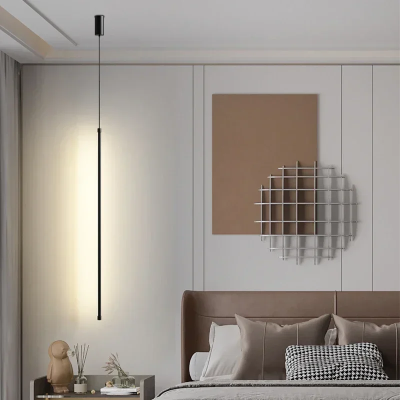 Minimalist Black Modern LED Pendant Lights Aluminum Chandeliers For dining room Bedroom Decor Bedside Background Hanging Lamp