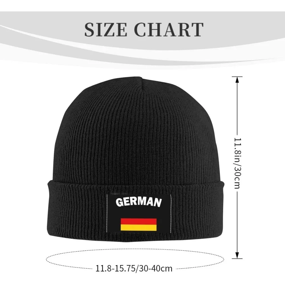 Winter Knit Hat Cap for Men Women, German Flag Daily Beanie Hat Unisex Warm Cuff Ski Skull Caps Black