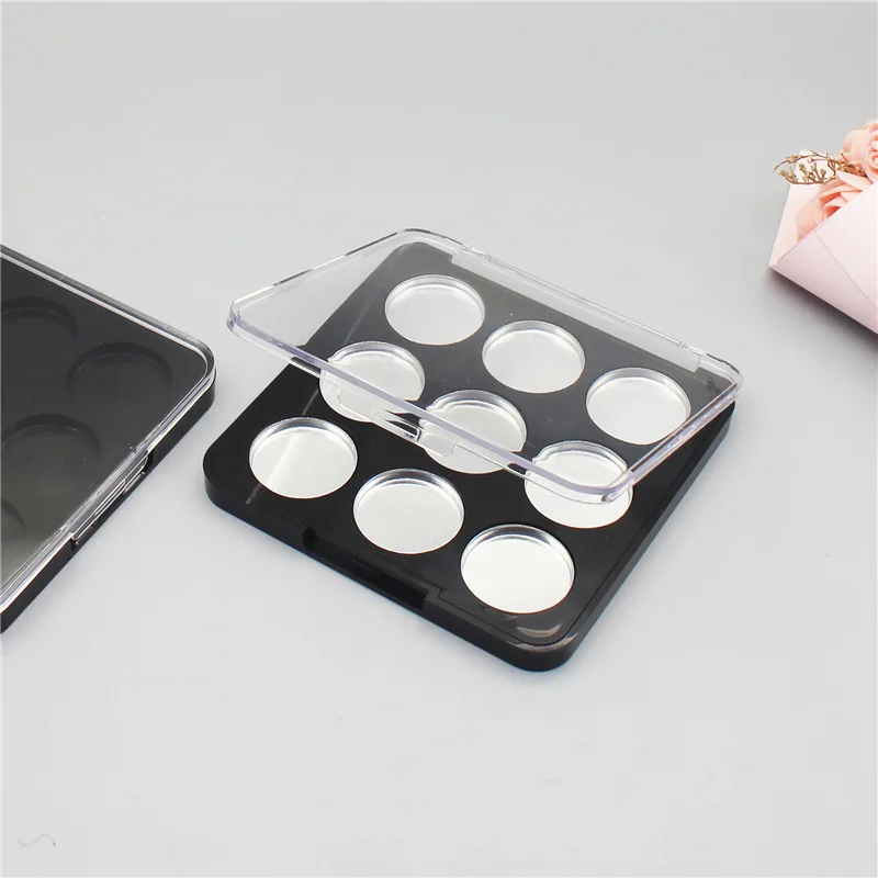 50pcs DIY Makeup Box 9 grid Black Empty Cosmetic Palette Eyeshadow Blusher Lipstick Glitter Makeup Dispensing Box