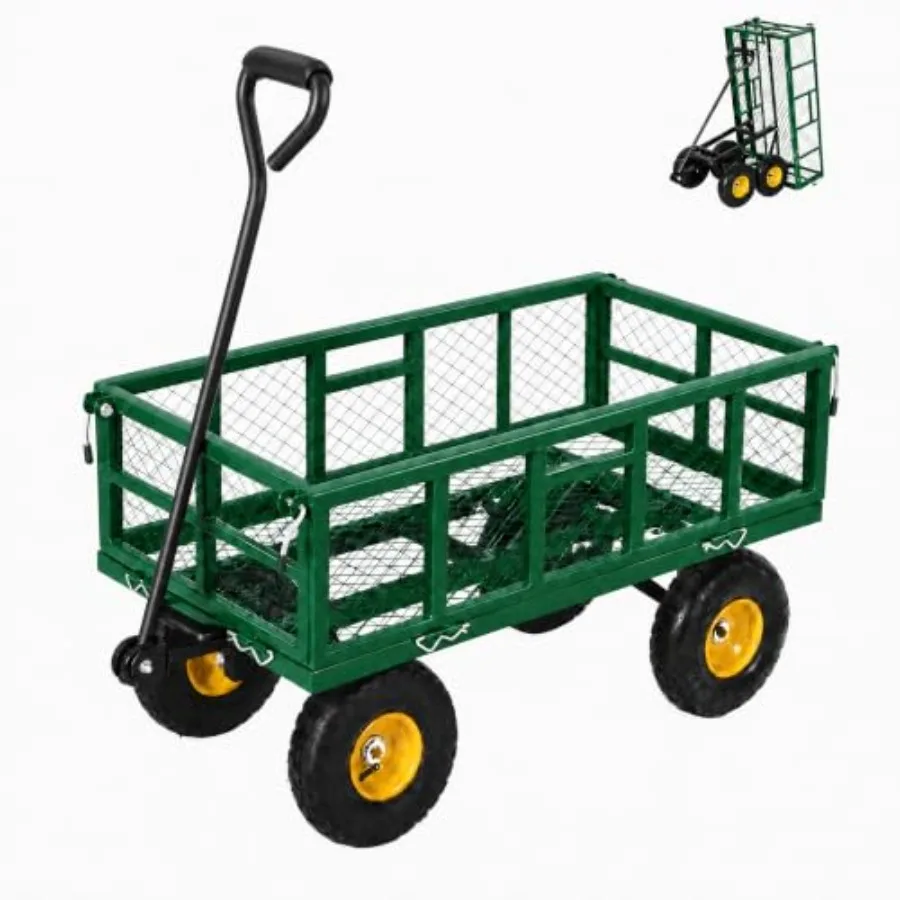 900 Lbs Steel Garden Dump Cart, Dump Wagon with Removable Sides