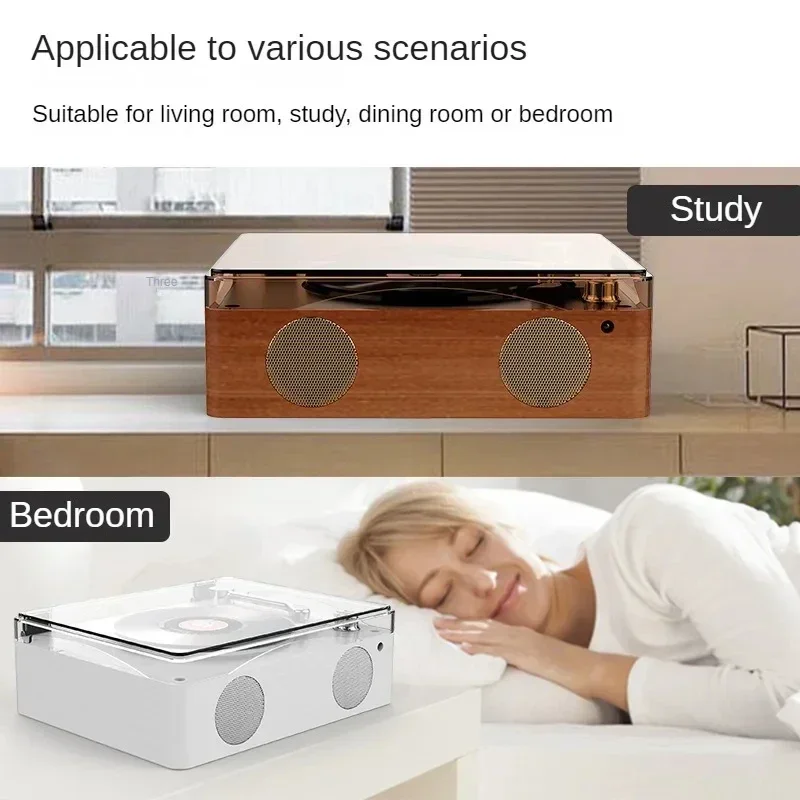 مشغل أقراص مضغوطة ريترو جديد HIFI جودة صوت بلوتوث مشغل وكمان، ألبوم مشغل أقراص مضغوطة مكبر صوت بخاصية البلوتوث قابل للنقل هدية عيد ميلاد