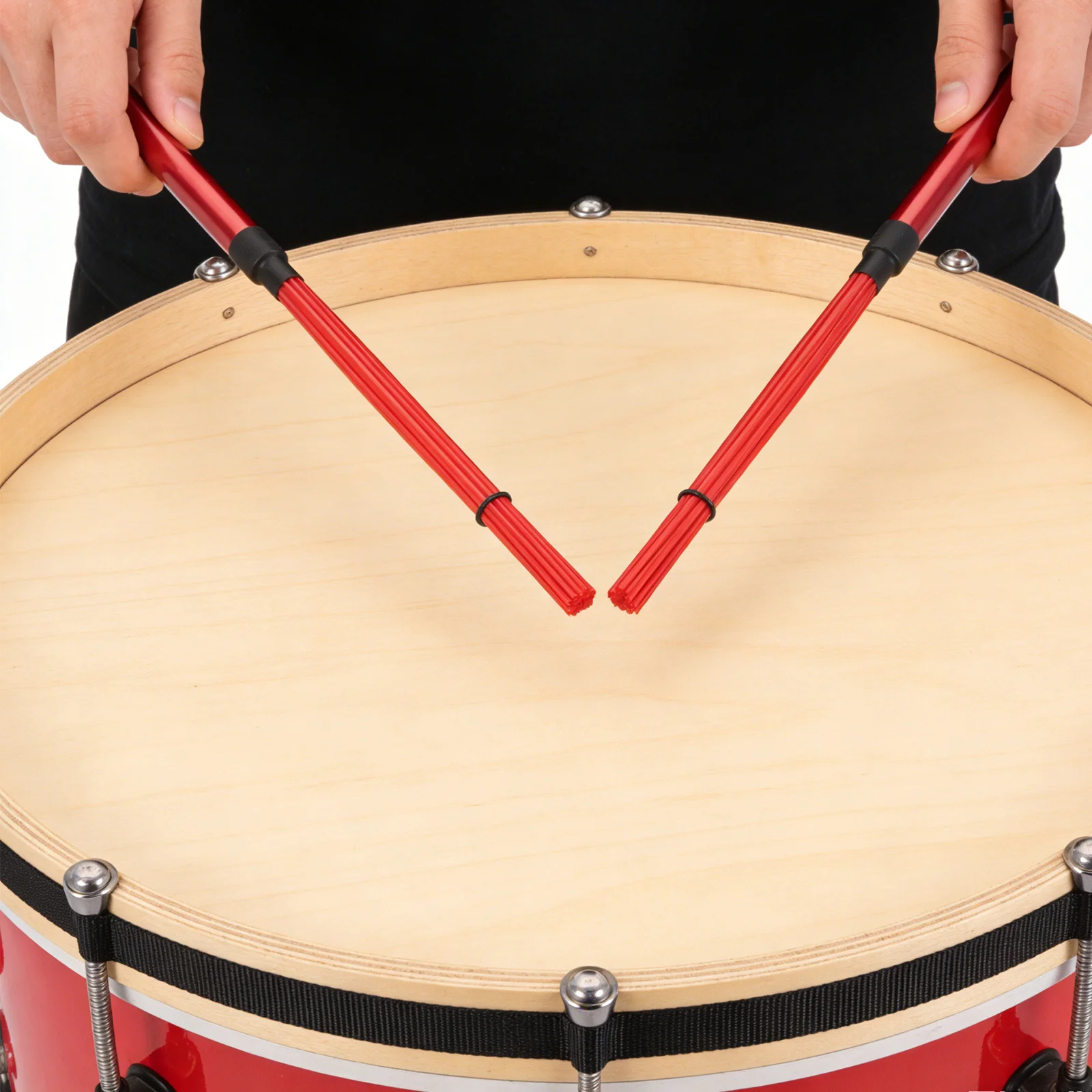 

1Pair Cardio Drum Brush Bundle Sticks Lightweight Aluminum Alloy Handle Yellow Tips Jazz Percussion Brushes Cajon Snare Drum