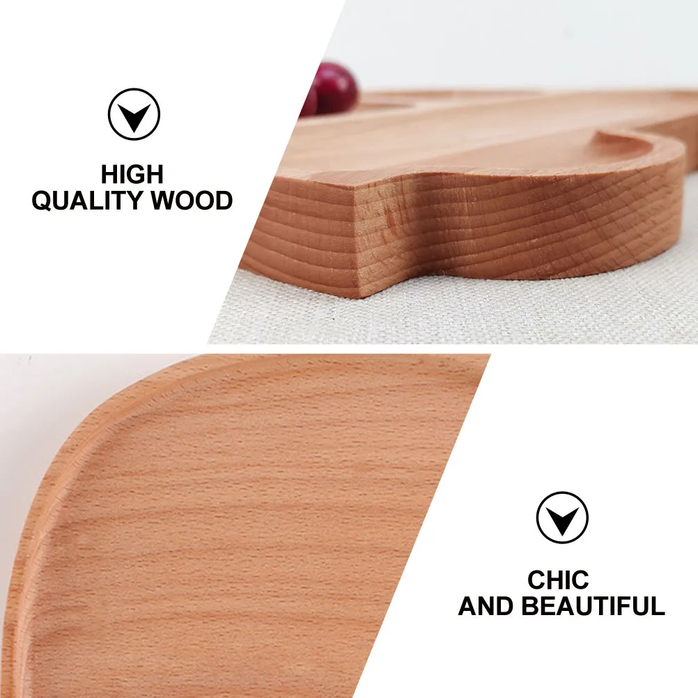 

1Pc High Quality Wooden Fruit Tray Cartoon Food Plate Natural Texture Elegant Color Safe Health Bread Pastry Serving Dish