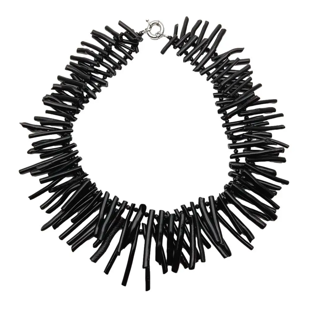 Y.YING Natural Black Coral Branch Necklace 2 Rows For Ladies Necklace Luxury Jewelry