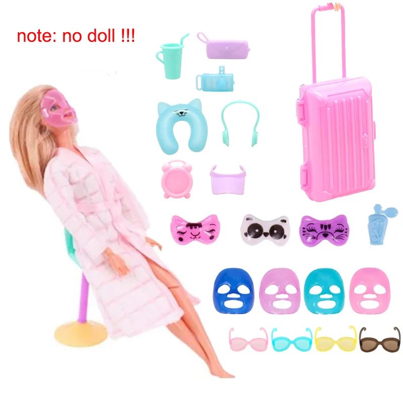 Accessories Plastic Facial Mask Travel Playset Dollhouse Furniture Makeup Suitcase Lugguage  11.8inch for Barbies