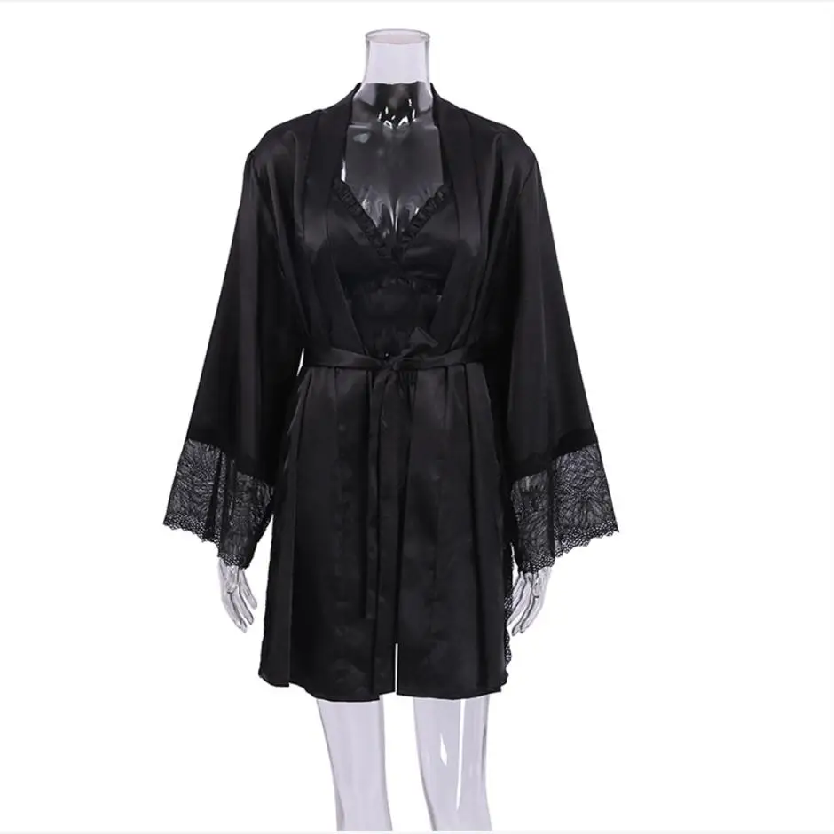 

Sexy Satin Lace Suit with Bell Sleeves Strap Home Clothes Short Pants for Men Autumn Season Previous 2010