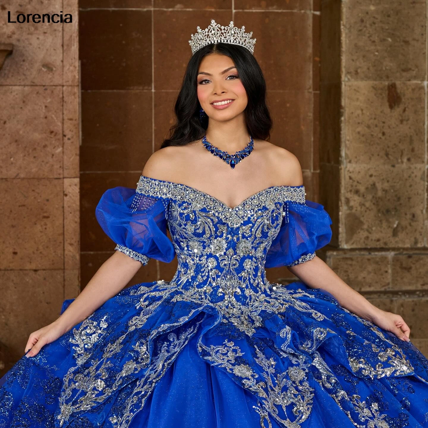 فستان Quinceanera باللون الأزرق الملكي مخصص فستان حفلة مزين بالدانتيل الفضي مطرز بالخرز المكسيكي الحلو 16 Vestidos De 15 Años YQD823