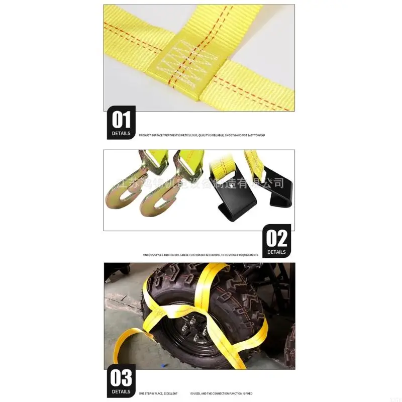 Pair of Wheel Tie Downs Straps, Sectioned Polyester Webbing Cradles Designed for Clear Vehicle Rear Wheel Placement Use X37F