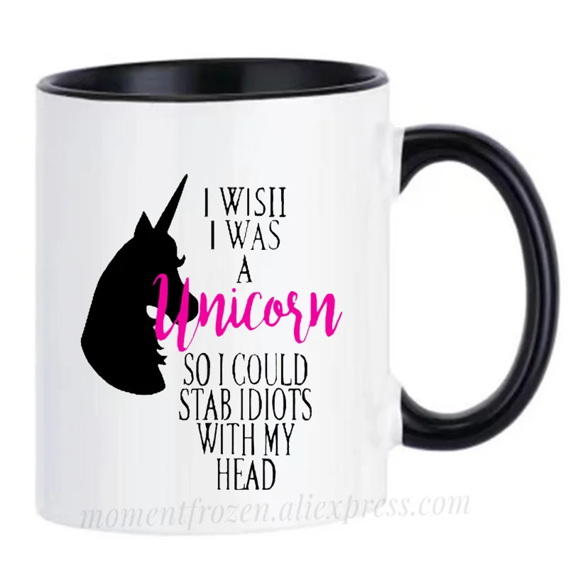 I Wish Was A Unicorn Mugs Handle Tea Coffee Cups Creative Milk Drinkware Personality Morph Coffeeware Home Decor Birthday Gifts