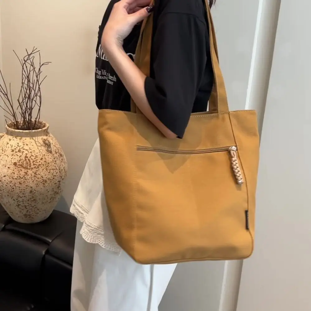 

Wheat Ear Zipper Canvas Tote Bag Large Capacity Wear Resistant One Shoulder Bag Waterproof Lightweight Women Handbag Women