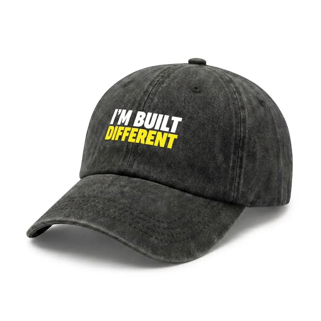 I'm Built Different Quote Vintage Washed Baseball Cap, Adjustable Unisex Dad Hat for Men and Women