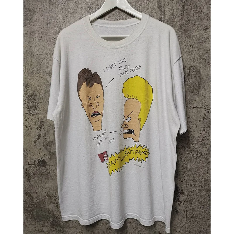 

Beavis and Butt - Head Beavis and Butthead Anime Peripheral Trend Streets of Men's and Women's Cotton Short Sleeve T-shirt