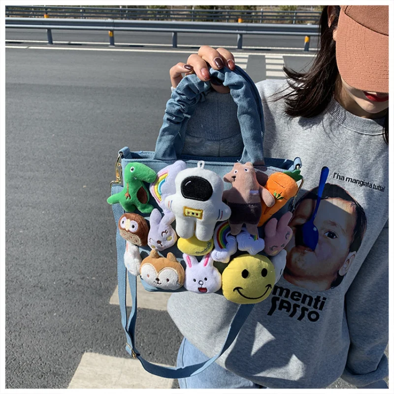 New creative cute doll denim handbag cartoon doll fashion versatile shopping travel lightweight shoulder messenger bag