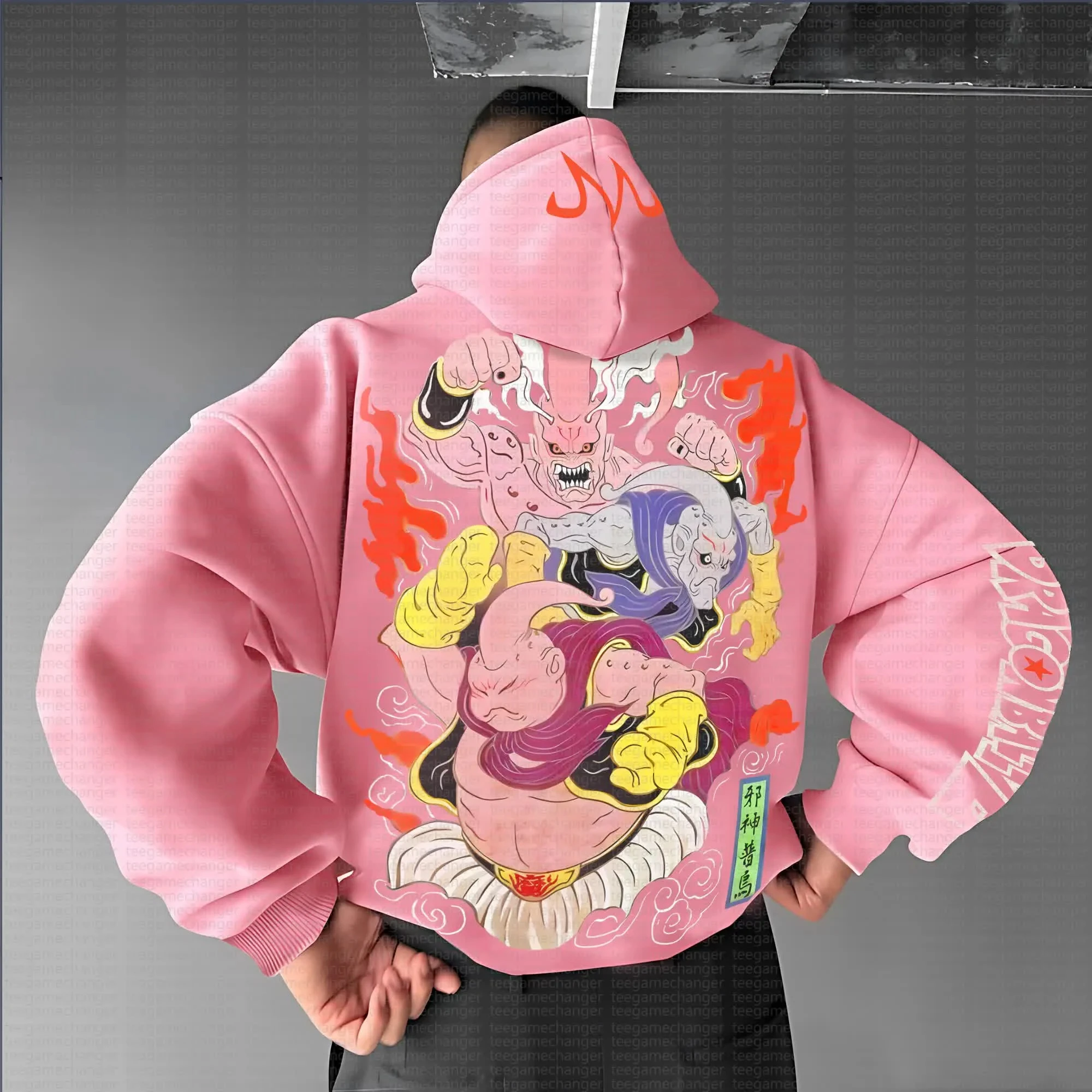 لعبة دراغون بول الوردي هوديي الرجال النساء 2025 الشتاء القطن البلوز ماجين بو الشر بو الشر أوزوتو ثلاثة الأشرار تصميم برتقالي #1
