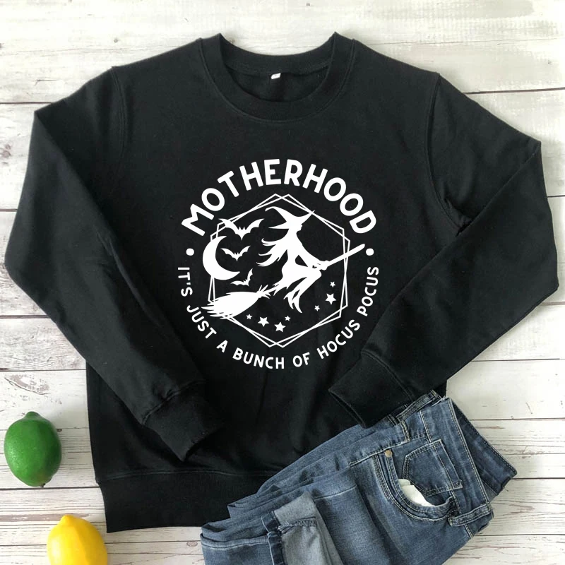 witchy motherhood Sweatshirt funny women long sleeve jumper witch halloween pullovers