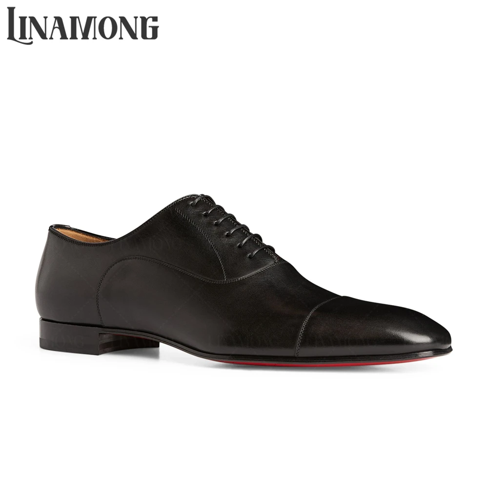 

Calfskin Oxford Shoes Classic Concise Style Lace up Shoes Elegant Men's Dress Shoes for Banquet Almond Toe Wedding Leather Shoes