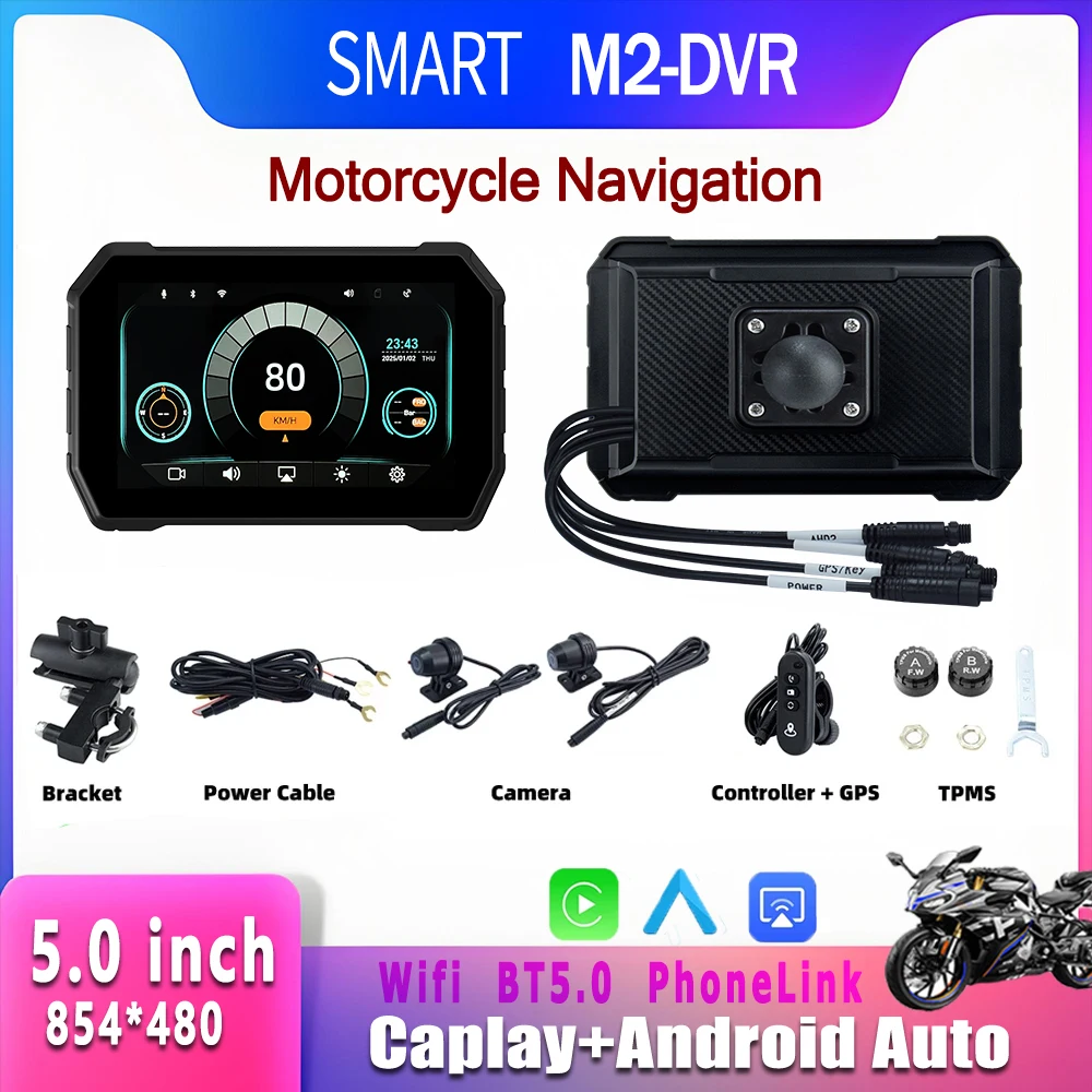 

SMART 5.0 inch Portable Digital Motorcycle Dashboard GPS Motorcycle Navigation Display Screen Wireless CarPlay Moto Android Auto