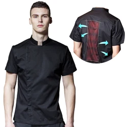 Summer Chef Costume Men Kitchen Cooking Jacket Catering Cook Uniform Restaurant Hotel Coffee Shop Barber Shop Waiter Work Shirt