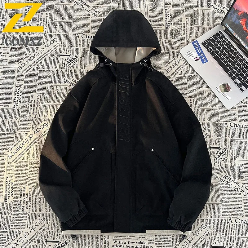 

COMXZ Осенняя куртка мужская с капюшоном свободная уличная ветрозащитная куртка для рыбалки нахлыстом японский стиль походный легкий модный