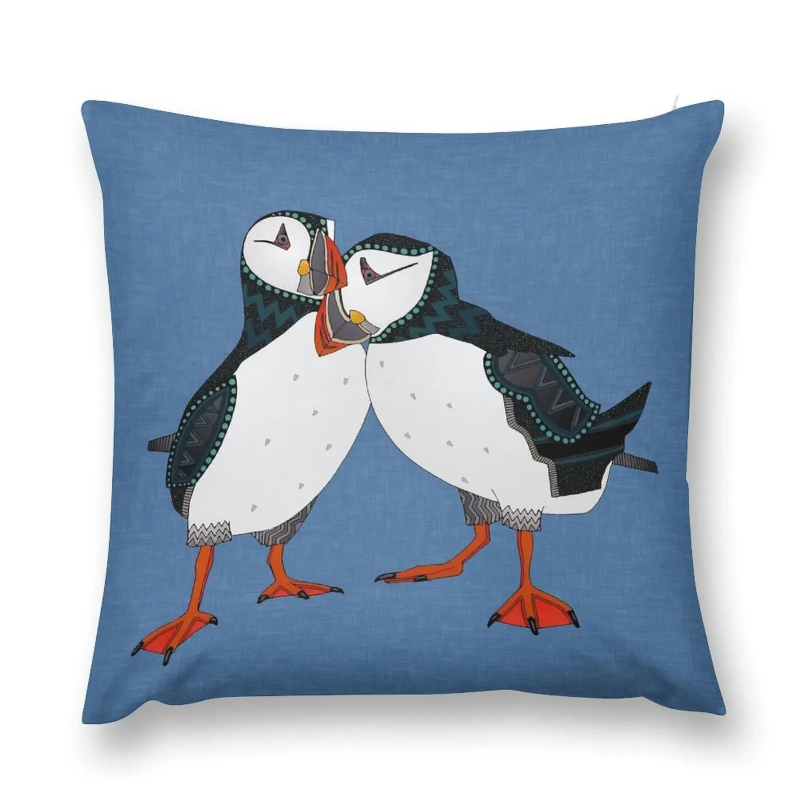 

puffin pair blue Throw Pillow Cushion Cover Christmas Pillow Sofas Covers covers for pillows pillow