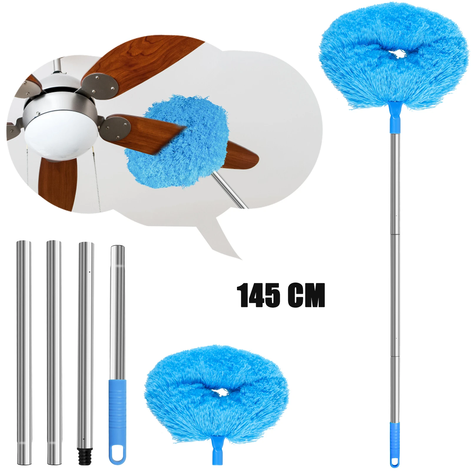 

Ceiling Fan Cleaner Duster Telescopic Handle with Removable Cleaning Head Reusable Microfiber Ceiling Fan Blade Cleaning Tool