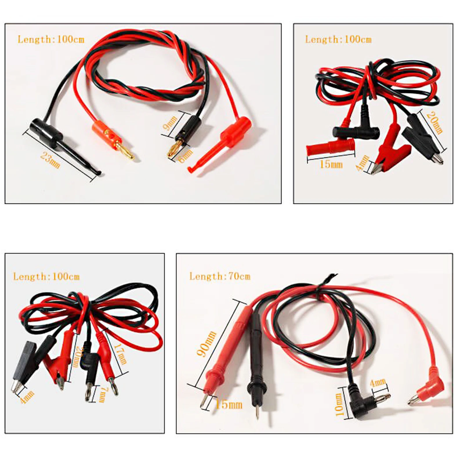 Multimeter-Messleitungen, Krokodilklemmen, Bananenstecker, Universalkabel mit Krokodilklemmen