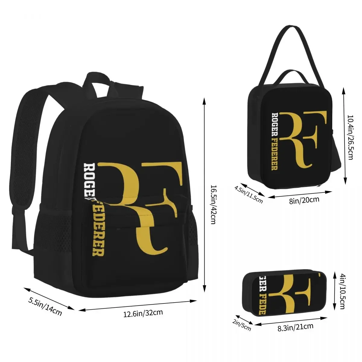 Roger Federer Backpacks Boys Girls Bookbag Children School Bags Cartoon Kids Rucksack Lunch Bag Pen Bag Three-Piece Set