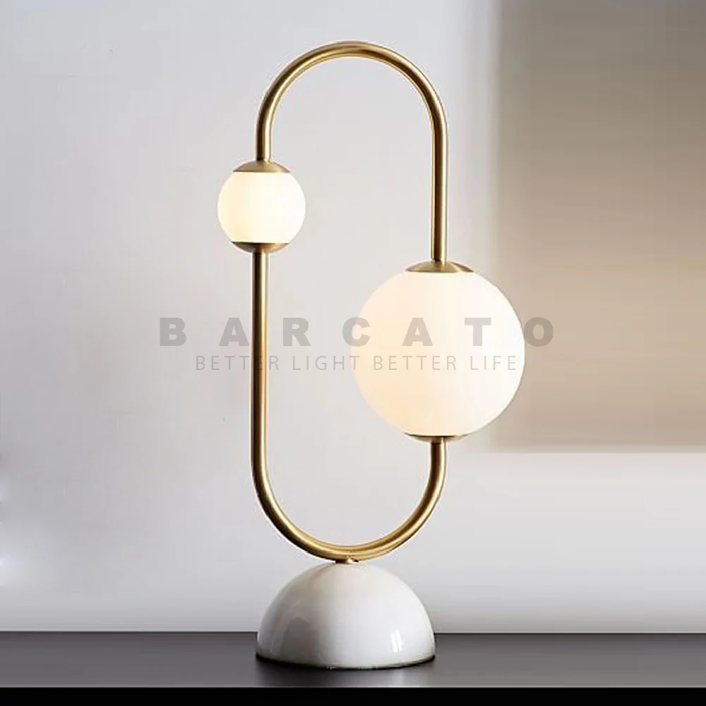 الحديثة الرخام LED الجدول مصباح مكتبي لغرفة النوم غرفة المعيشة السرير مصمم نموذج غرفة فاخرة المعادن الكلاسيكية مكتب ديكور الإضاءة #1