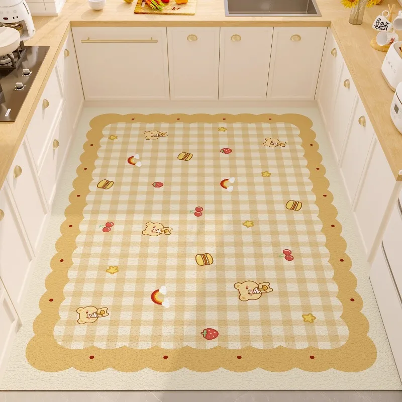 

Современный клетчатый узор Кухонный напольный коврик ПВХ Кожа Водонепроницаемый маслостойкий грязеотталкивающий ковер Домашний декор Легко чистится ковер 러그