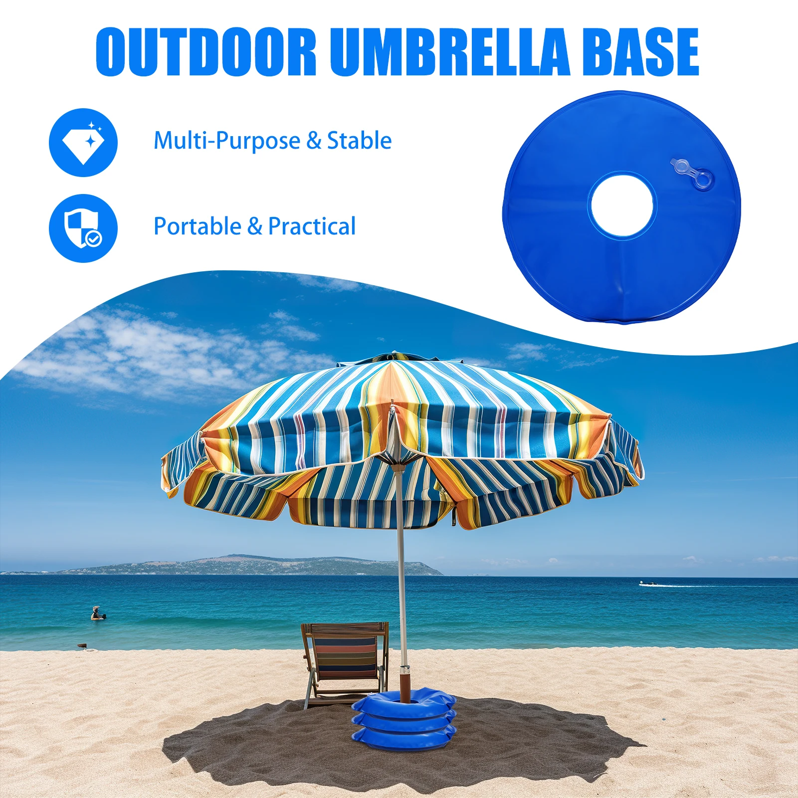

Portable Beach Weights Water for Umbrella St Patio Weighted Balloon Arch Support Outdoor Flagpole Anchor Anti Wind Blue
