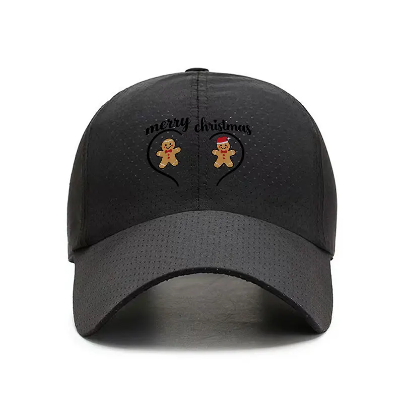 Merry Christmas Gingerbread Man Quick Dry Baseball Cap Adjustable Outdoor Sports Travel Hat