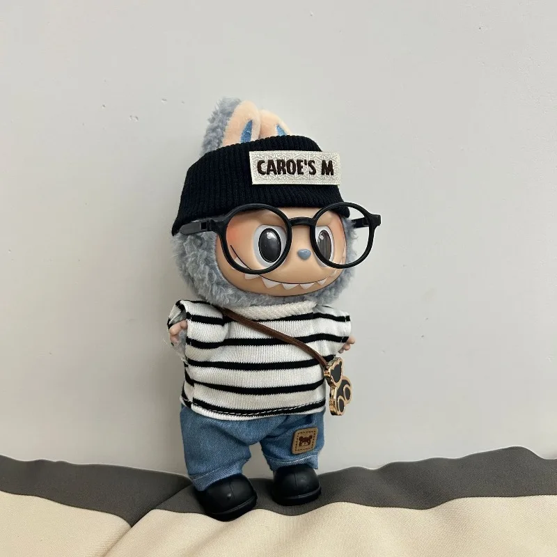 Ubranka dla Labubu, w paski, modne, odpowiednie dla Labubu o wysokości 17 cm, pierwszej, drugiej i trzeciej generacji, ubrania do przebierania z blind boxu.