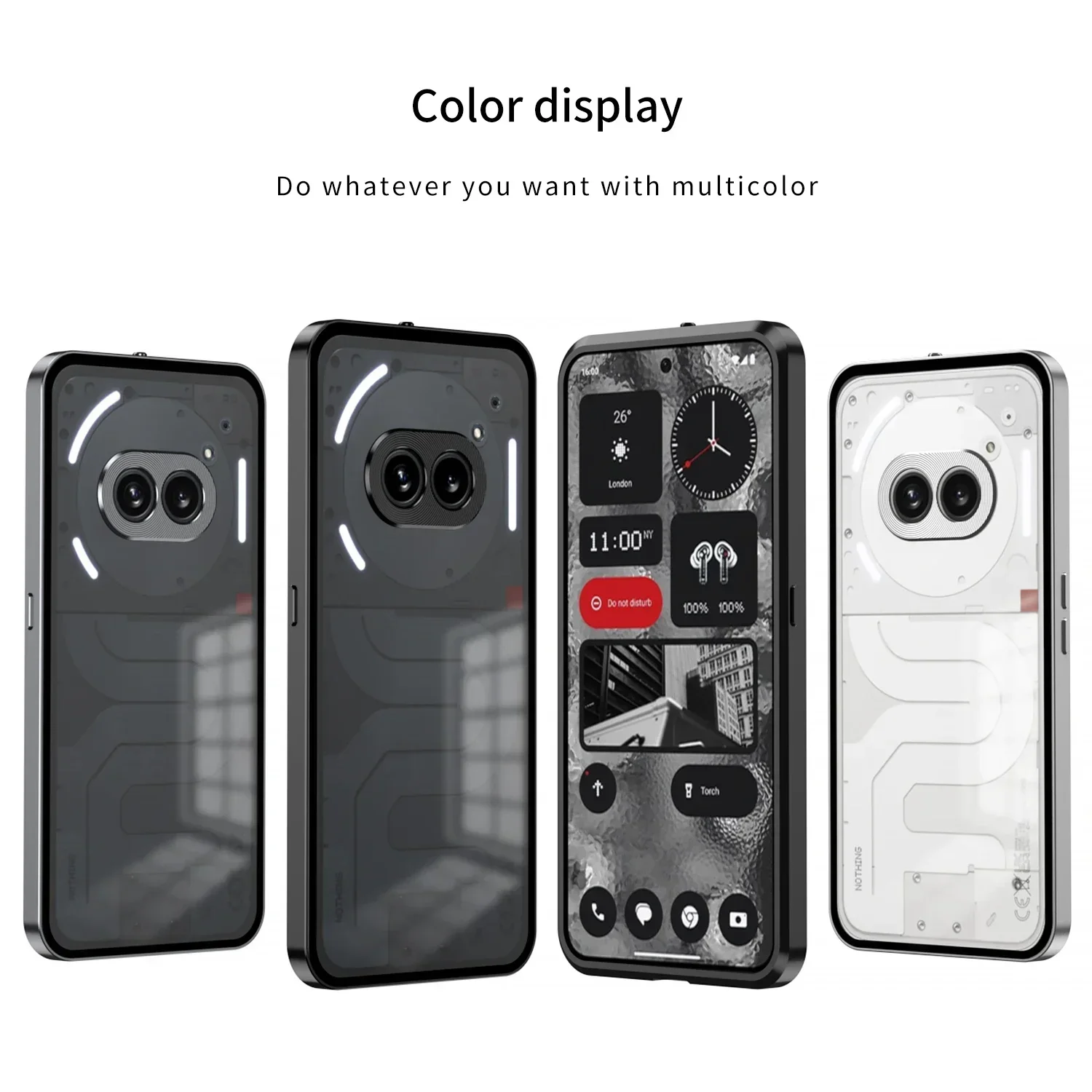 Magnetic Metal Bumper Phone Case for Nothing Phone 2 Matte Clear Back Cover Aluminum Alloy Frame for Nothing Phone 2A Plus Case