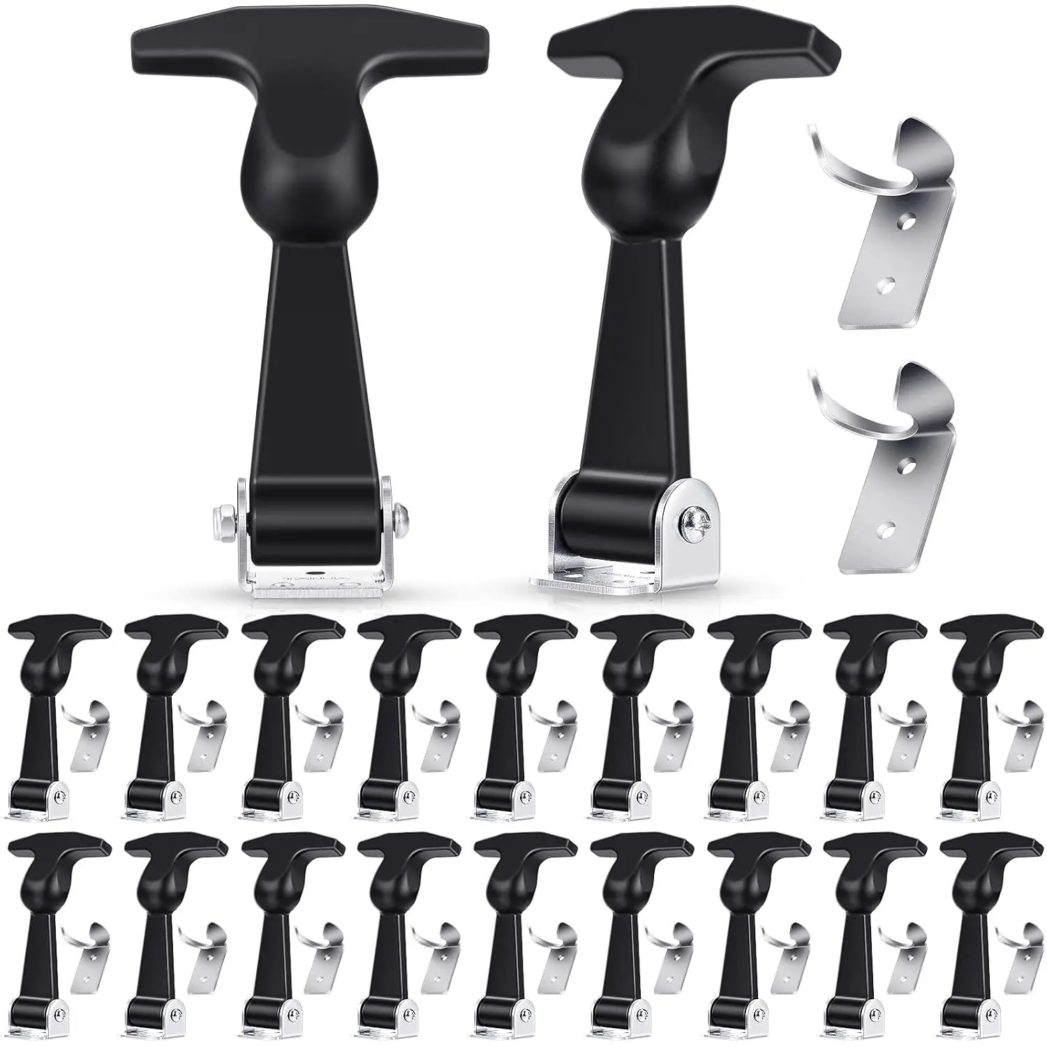 20 Pcs Rubber Latches T-Handle Steel Brackets for Hood Cabinet