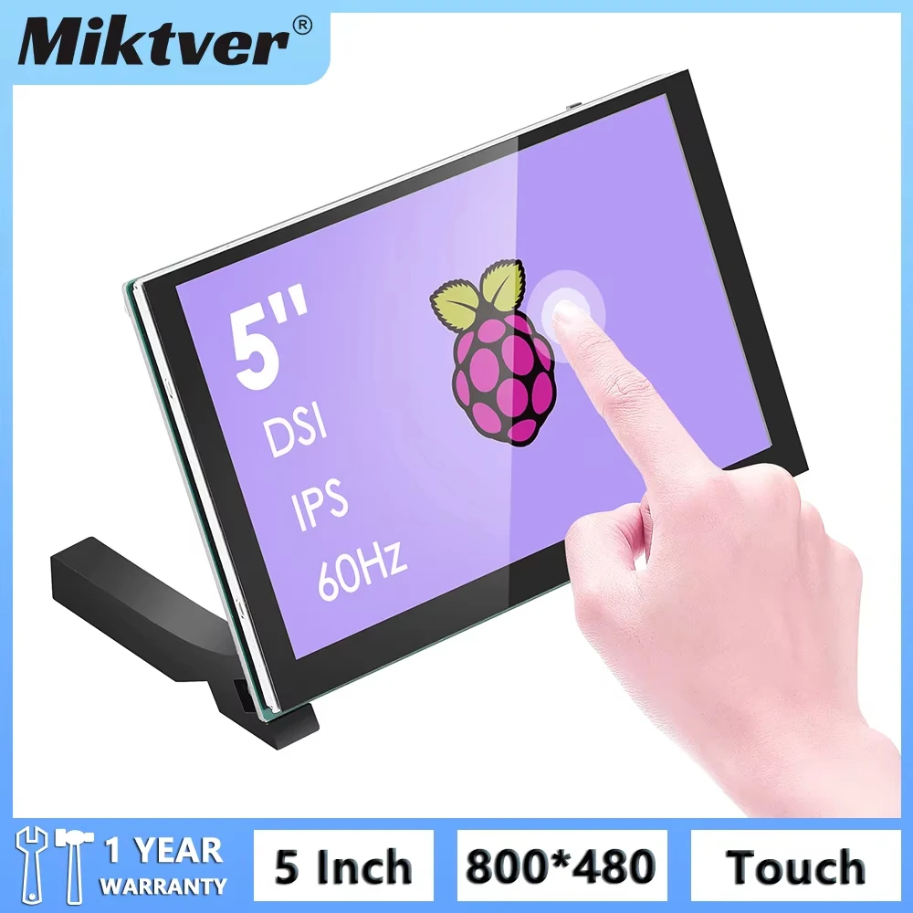 

Miktver портативный 5-дюймовый MIPI DSI дисплей HD 800x480 емкостный сенсорный монитор для Raspberry Pi 4/3/2/1/B +/A +, Win 7/8/10