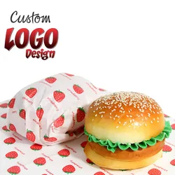 Customize Logo Food Grade Waxed Paper PE Wax Grease proof paper food wrapping burger wrapping paper