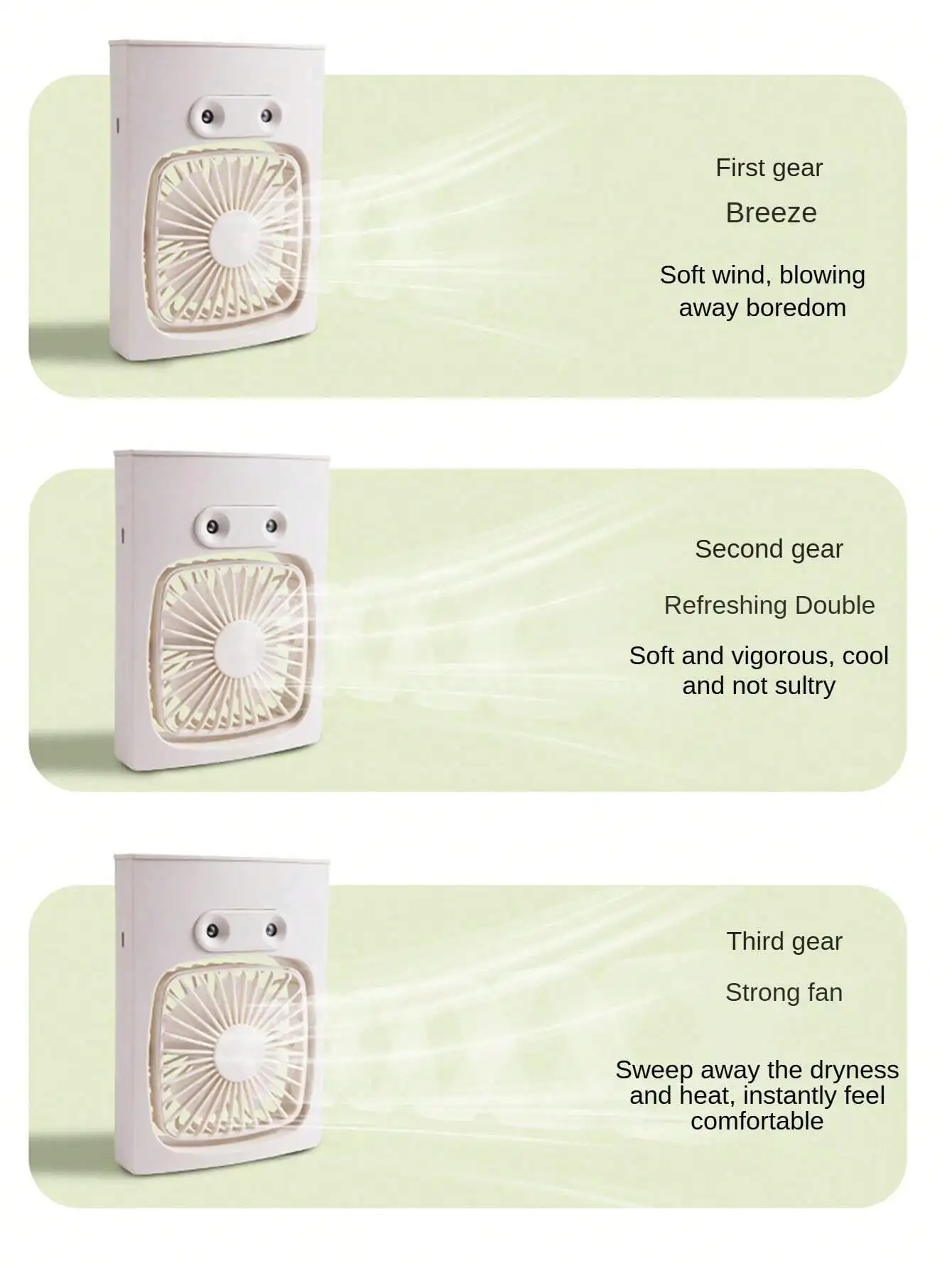 Новый настольный вентилятор-увлажнитель «два в одном», трехскоростная регулировка ветра, распыление с двойными отверстиями, увлажнение и подача воздуха для охлаждения