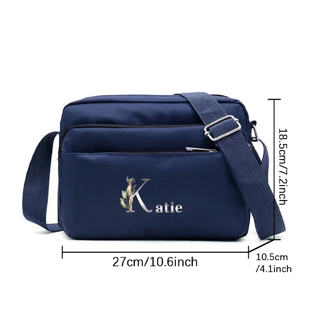Customized Name Travel Work Commuter Blue Shoulder Bag Simple and Durable Storage Bag Crossbody Bag Customized Product