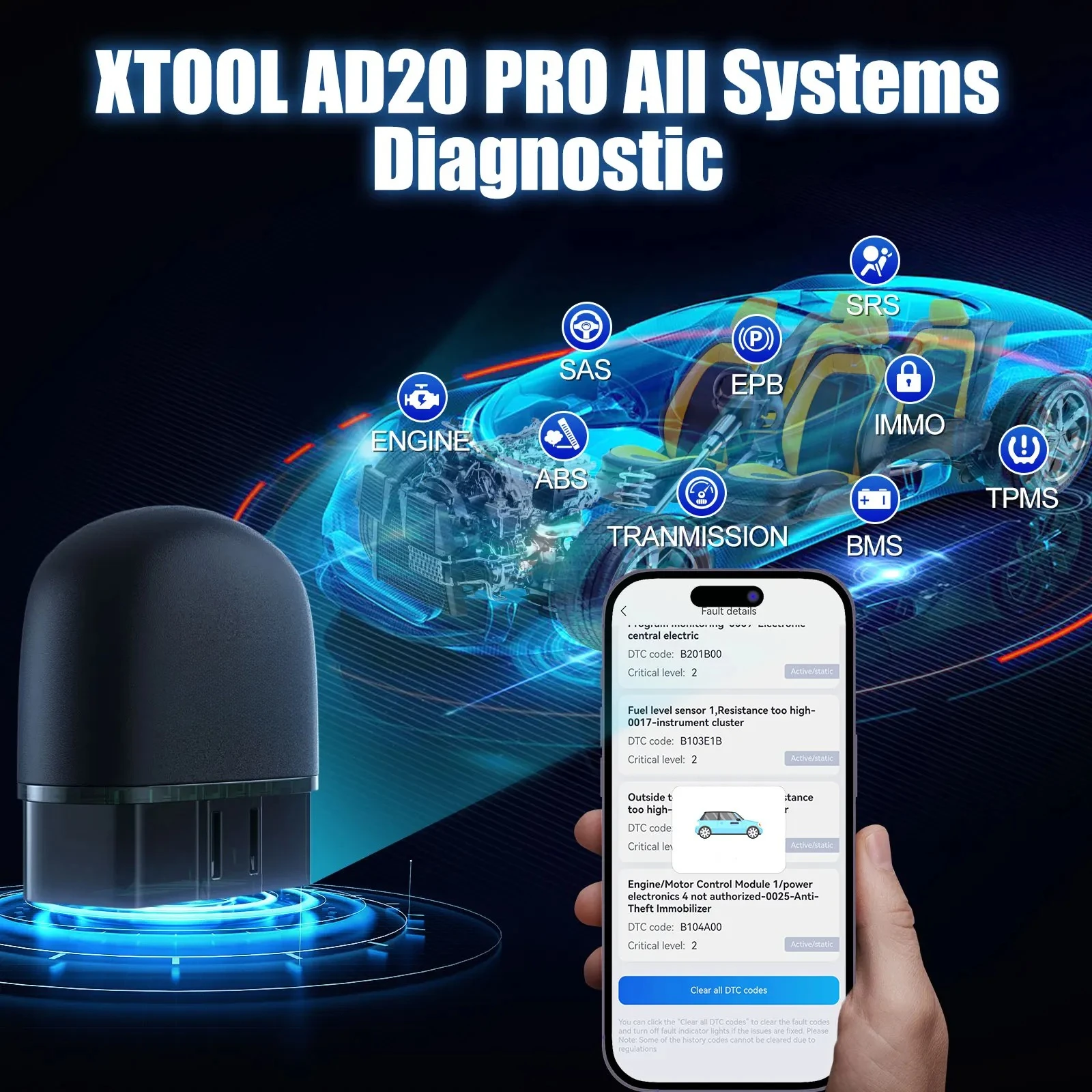 XTOOL Advancer AD20Pro جميع أدوات تشخيص النظام كامل obd2 الماسح الضوئي بطارية اختبار النفط إعادة تعيين قارئ رمز السيارة مدى الحياة تحديث مجاني