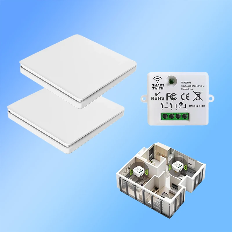 Wireless ON OFF Switch RF433 Module Remote Control Light Switch 1/2/3 Gang Wall Switch for Light Bulb Chandelier 10A 110V 220V