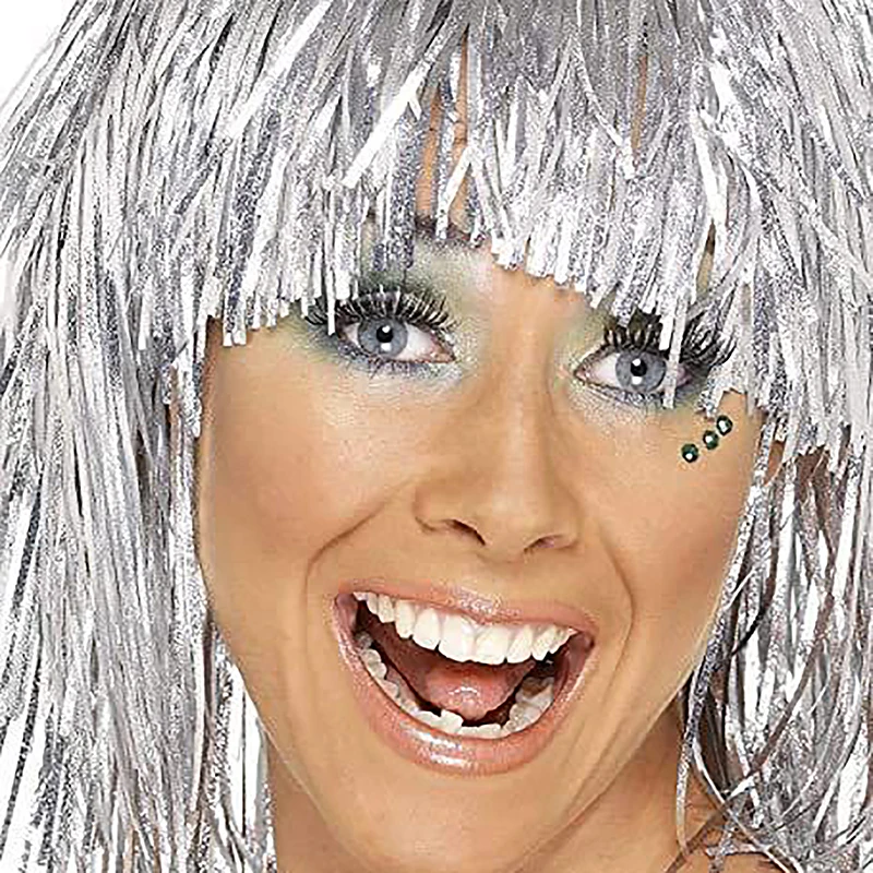 Foil Tinsel Wigs Costume Cosplay Funny Shiny Hat Metallic Hair Accessories For Party Carnival Masquerade Wig