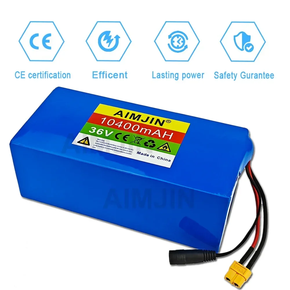 36V 10.4Ah 18650 Battery with BMS Protection And Charger 10S4P 42V 10400mAh for Electric Vehicles