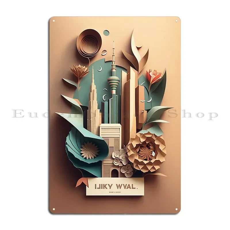 عروض مدينة الكويت جولة من السماء وما بعد ذلك حفلة لوحة معدنية مخصصة لإنشاء ملصق لافتة من القصدير على شكل كهف حديدي