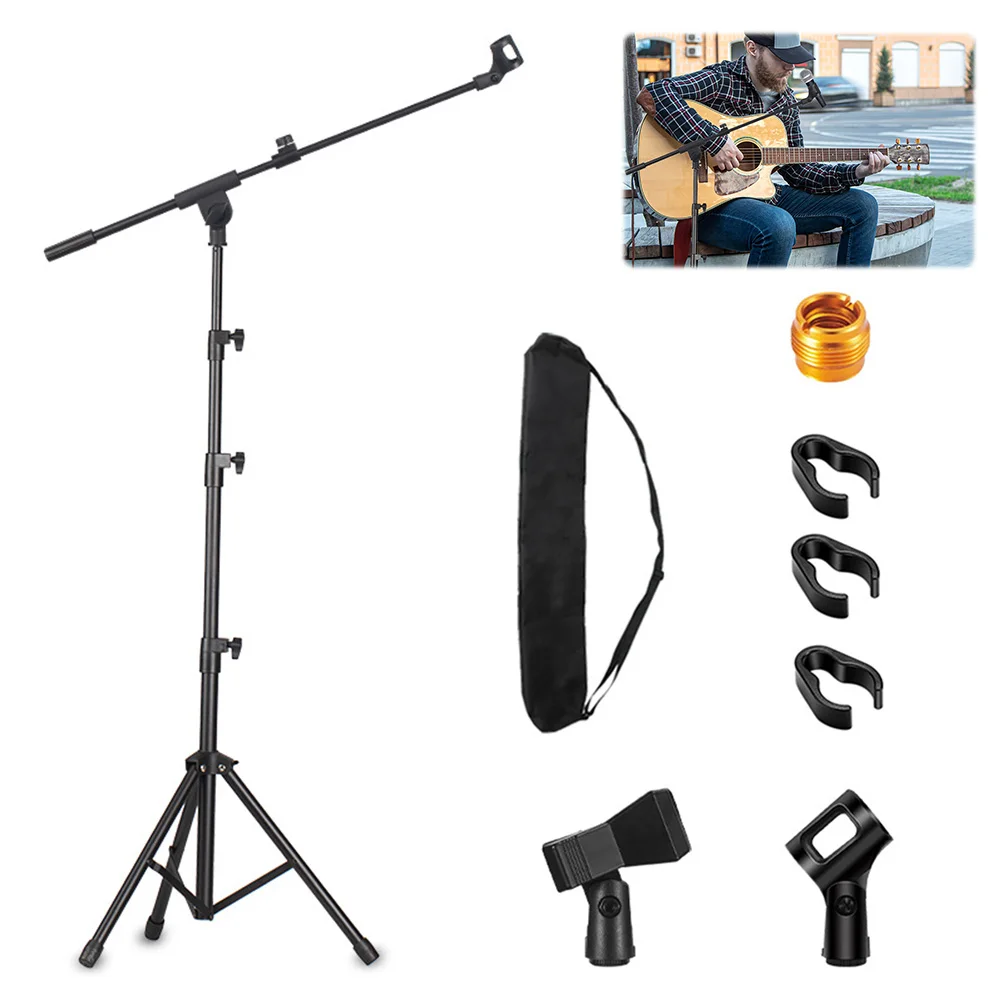 

Microphone Stand Tripod Boom Arm Floor Mic Stand Height Adjustable Mic Holder Suitable for Any Microphone Performance Singing