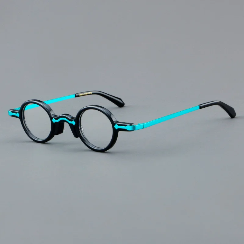 Vintage round ultra-light pure titanium glasses frame acetate fiber glasses frame can be equipped with prescription glasses.