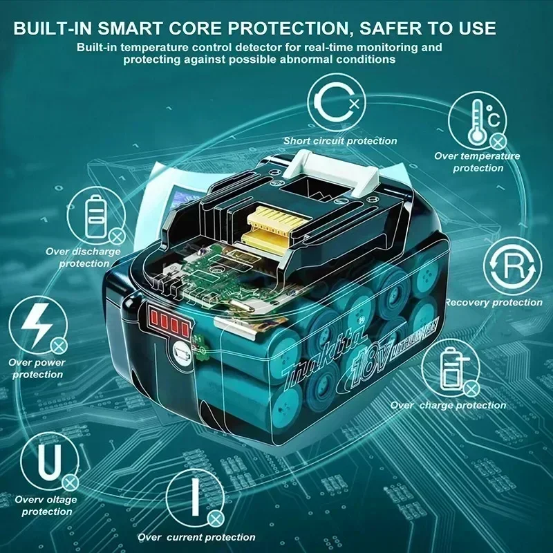 Genuine Makita 18V Battery 6ah,With Battery indicator Rechargeable Makita 18 V Battery,BL1830 BL1840 BL1850 Power Tool Battery