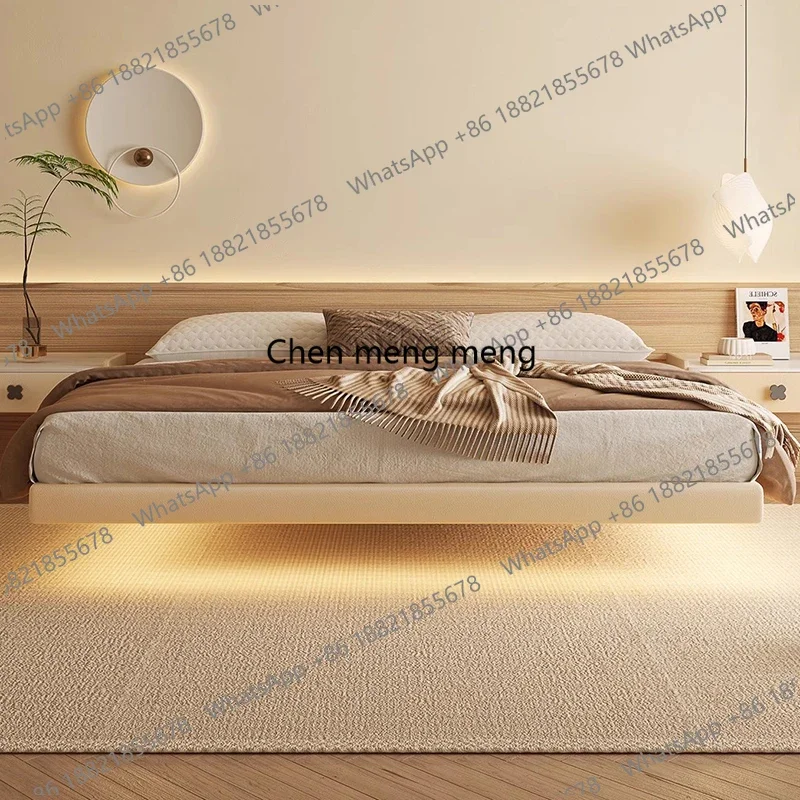 

Hot sales Sleeping Double Bed Modern Wooden Soft Comfortable White Cream Interior Creative Accent Bed Designer Muebles Unique Fu