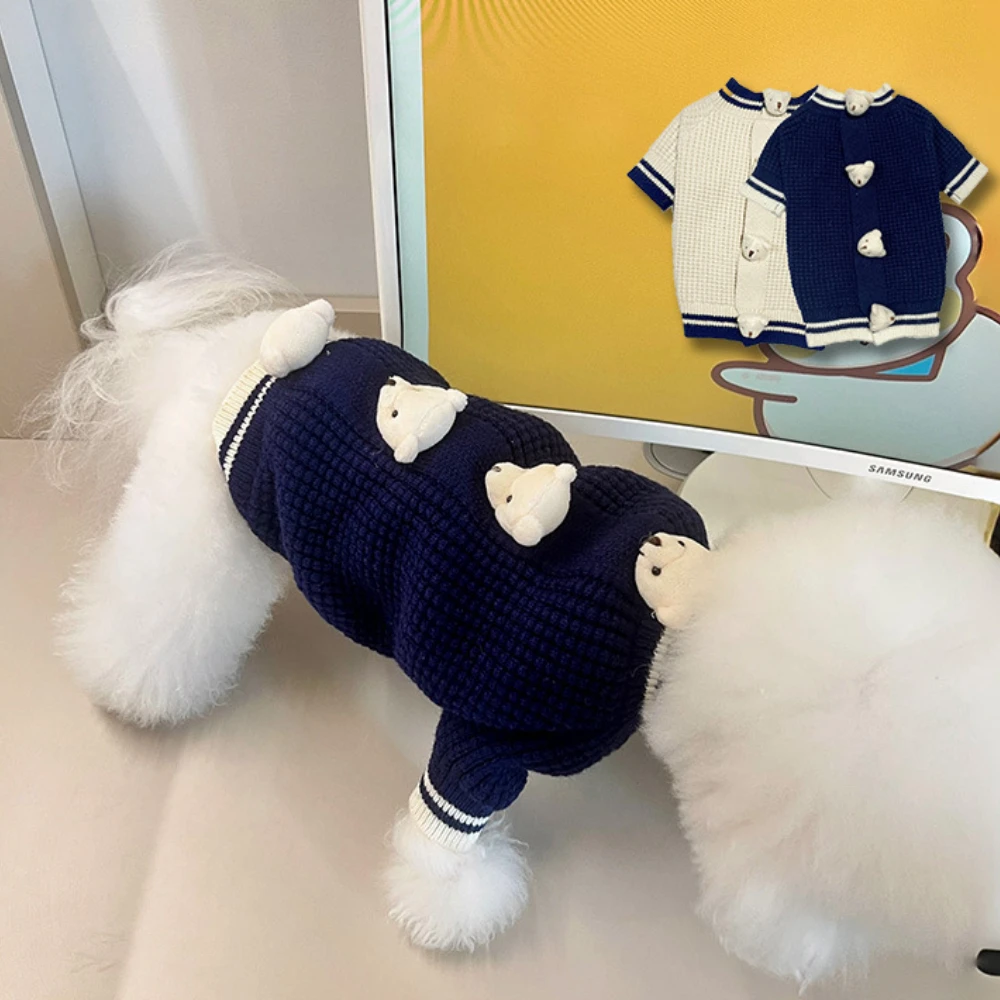 

Winter Warm Dog Clothes Luxury Dog Sweater Coat Cute Print Puppy Clothing Soft Cat Sweater Pet Costumes Yorkie Coat Teddy Jacket