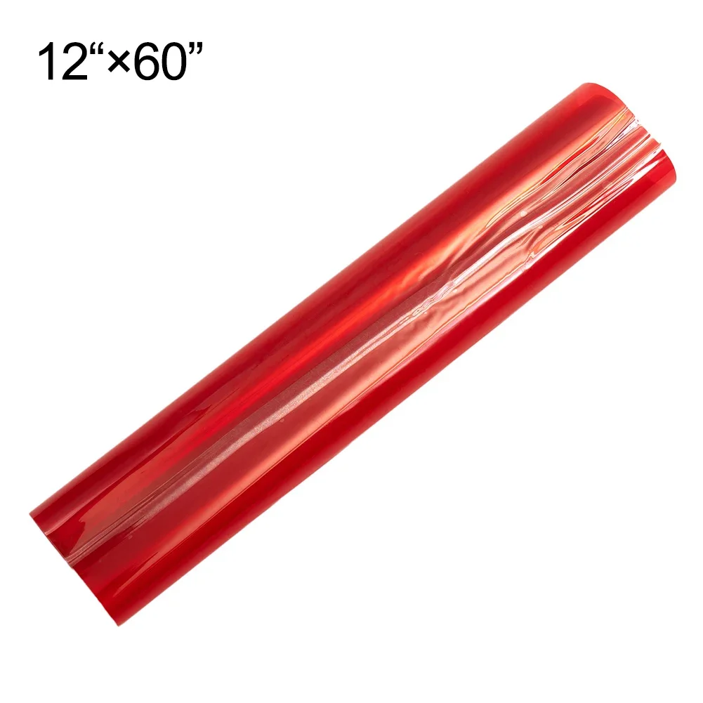 

1pc Car Light Film 12"x 60" Glossy Red Tint Headlight Taillight Fog Light Vinyl Automotive Waterproof Exterior Accessories