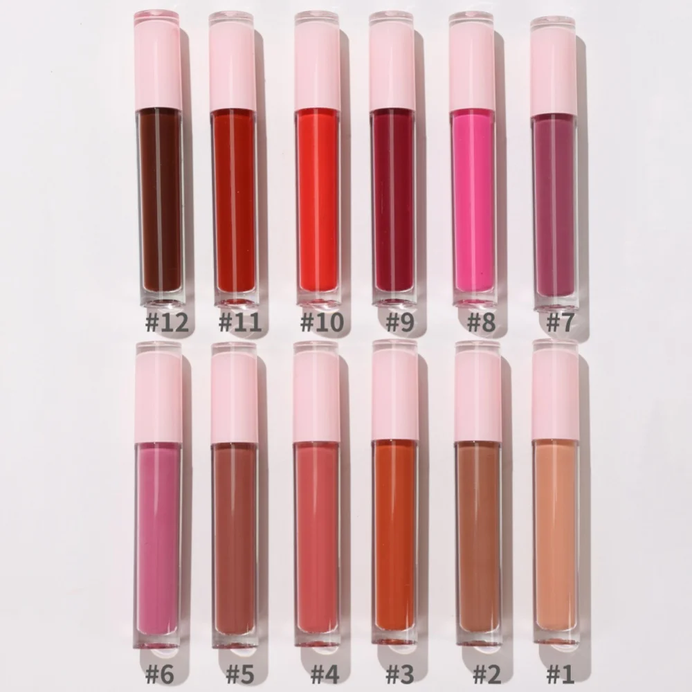 

Lipgloss Customized Logo Long Lasting Lip Gloss Vegan Waterproof Nude Matte Liquid Lipstick Non-Sticky Tint 5pcs/lot Wholesale